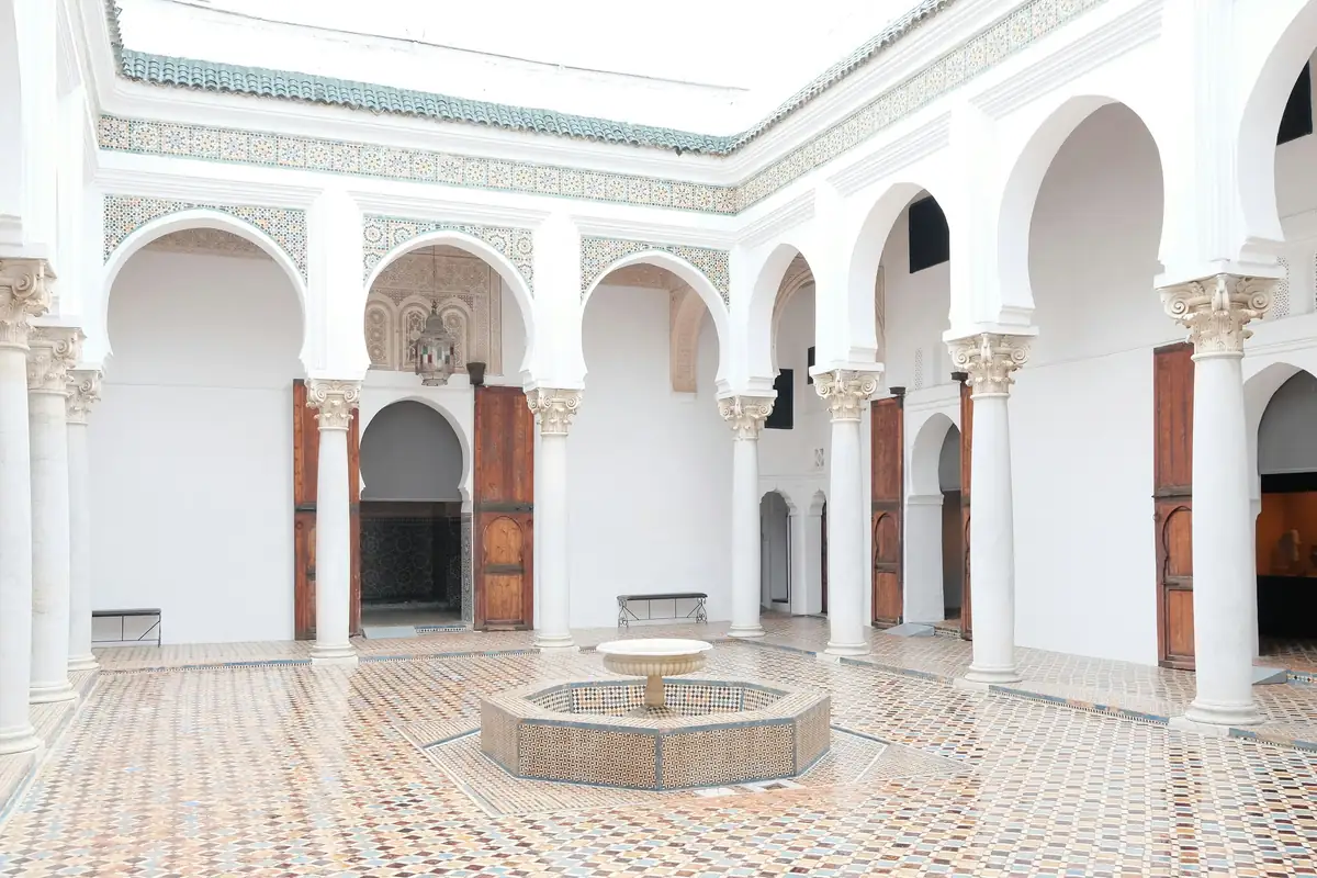 Tiled arcades running round the courtyard